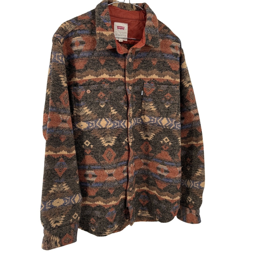 Levi's Multicolor Aztec-Pattern Lightweight Shirt Jacket - Brown Rust Blue